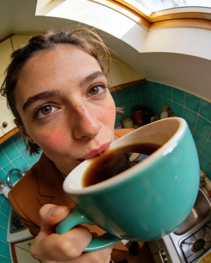 Savor Journal — personal story, person holding a turquoise coffee mug